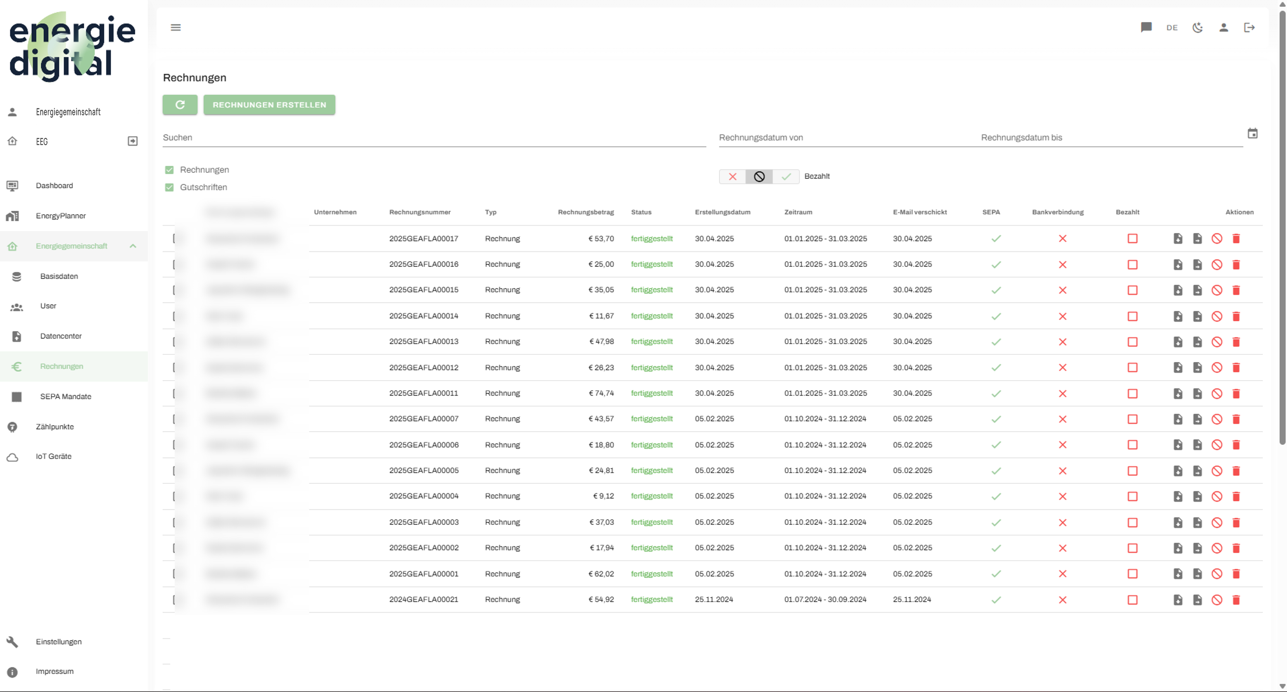 Übersichtliche Rechnungsverwaltung inkl. PDF Versand