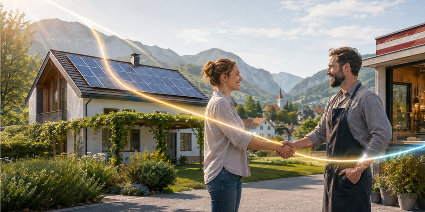 Direkter Stromhandel zwischen einer PV-Anlagenbesitzerin und einem regionalen Betrieb