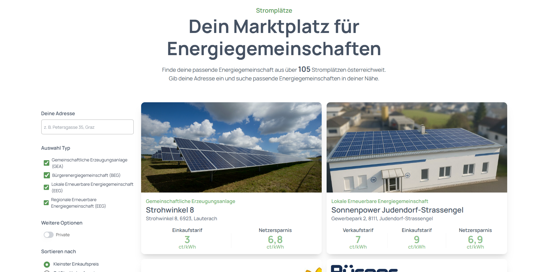 Verkaufe in über 95 Energiegemeinschaften